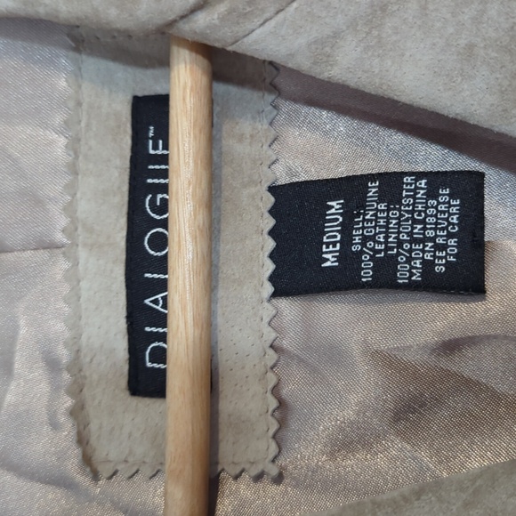 Dialogue Womens Tan Suede Leather Blazer QuietLuxury Minimalist Capsule Business - Picture 5 of 8